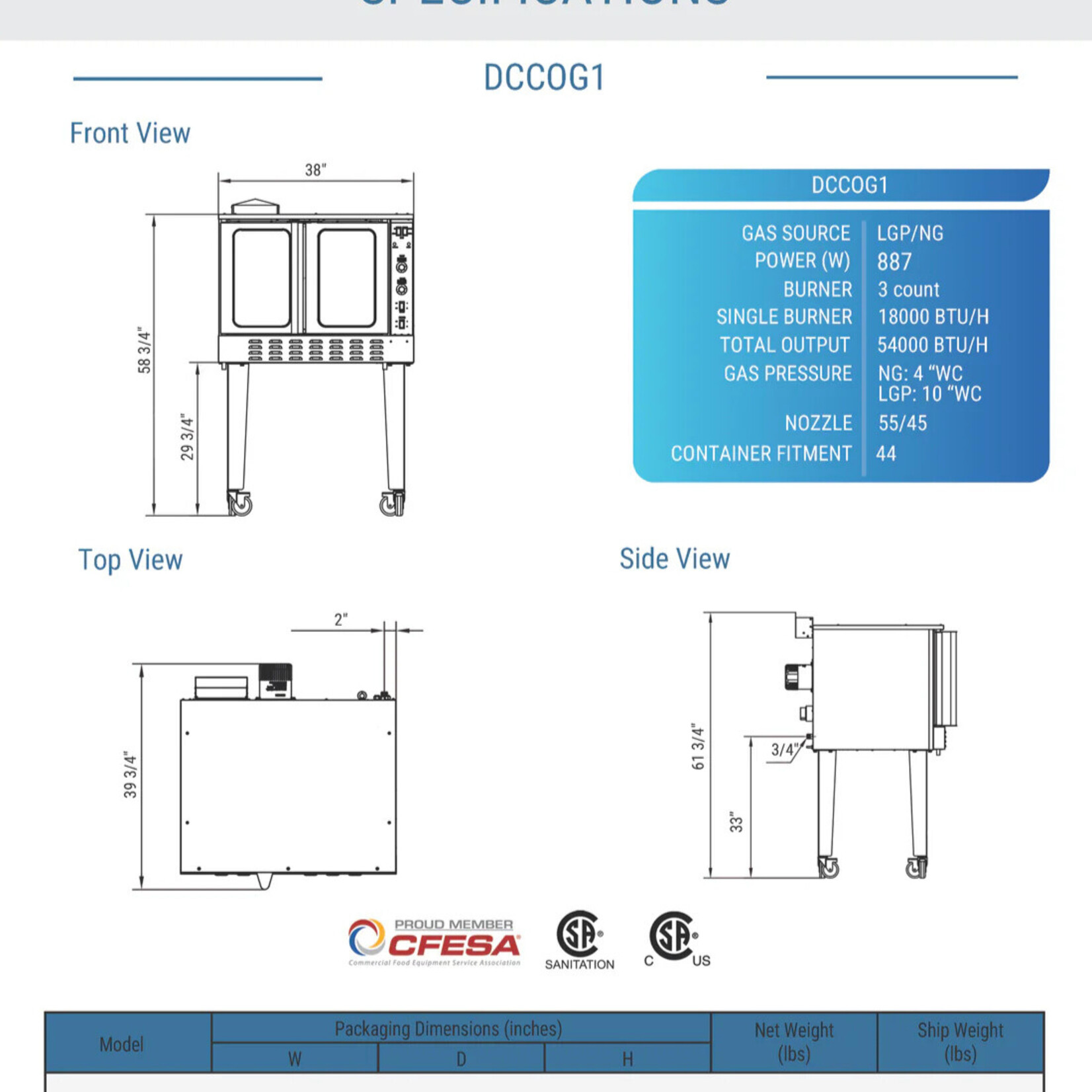 DUKERS DUKERS - Single Convection Oven