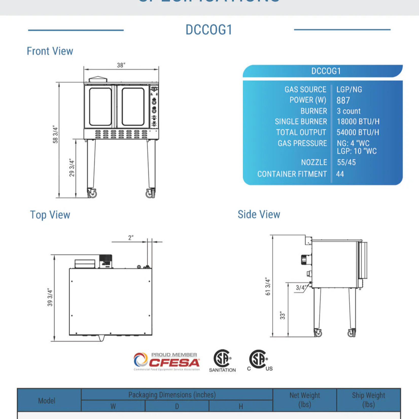 DUKERS DUKERS - Single Convection Oven