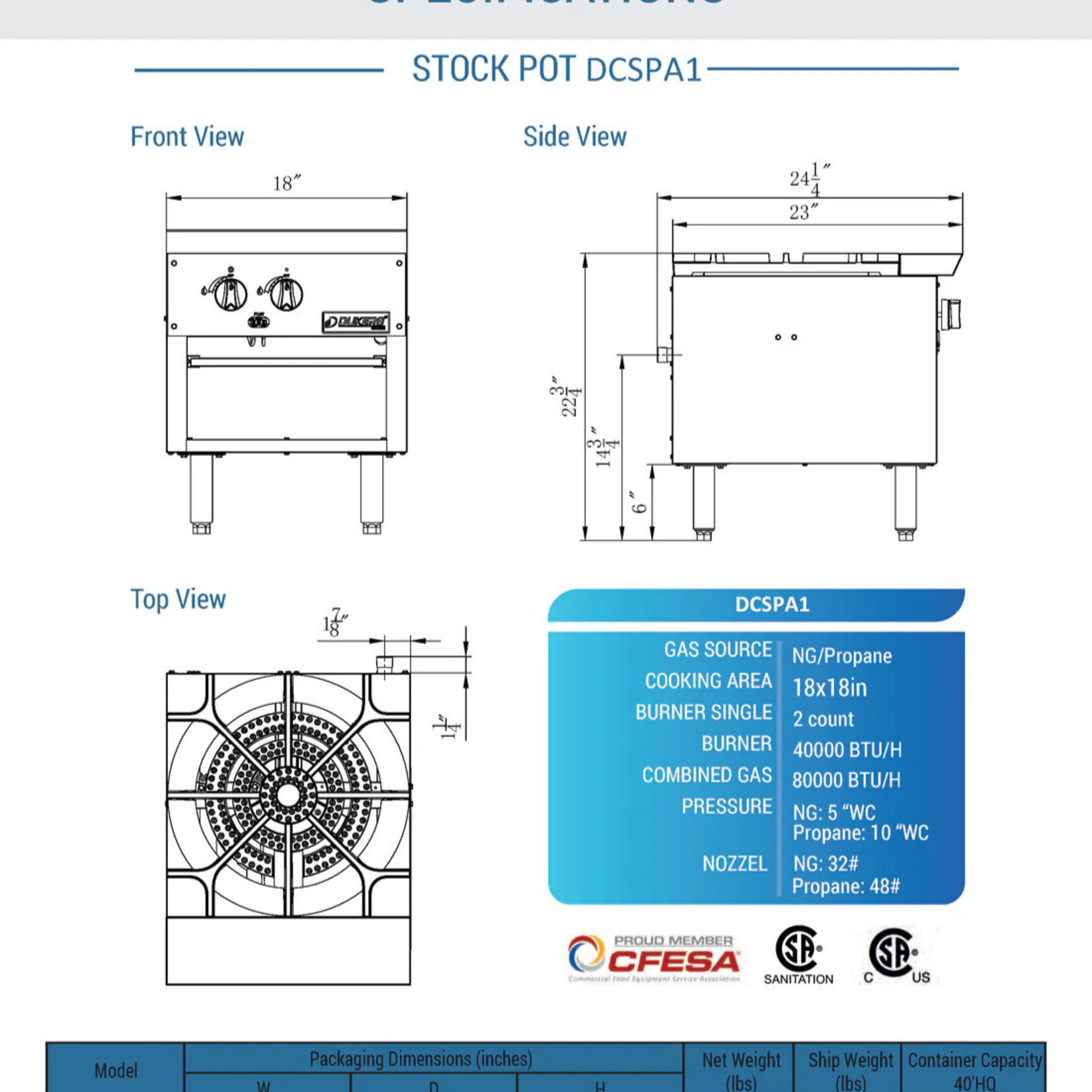 DUKERS DUKERS - 18" Stock Pot Range
