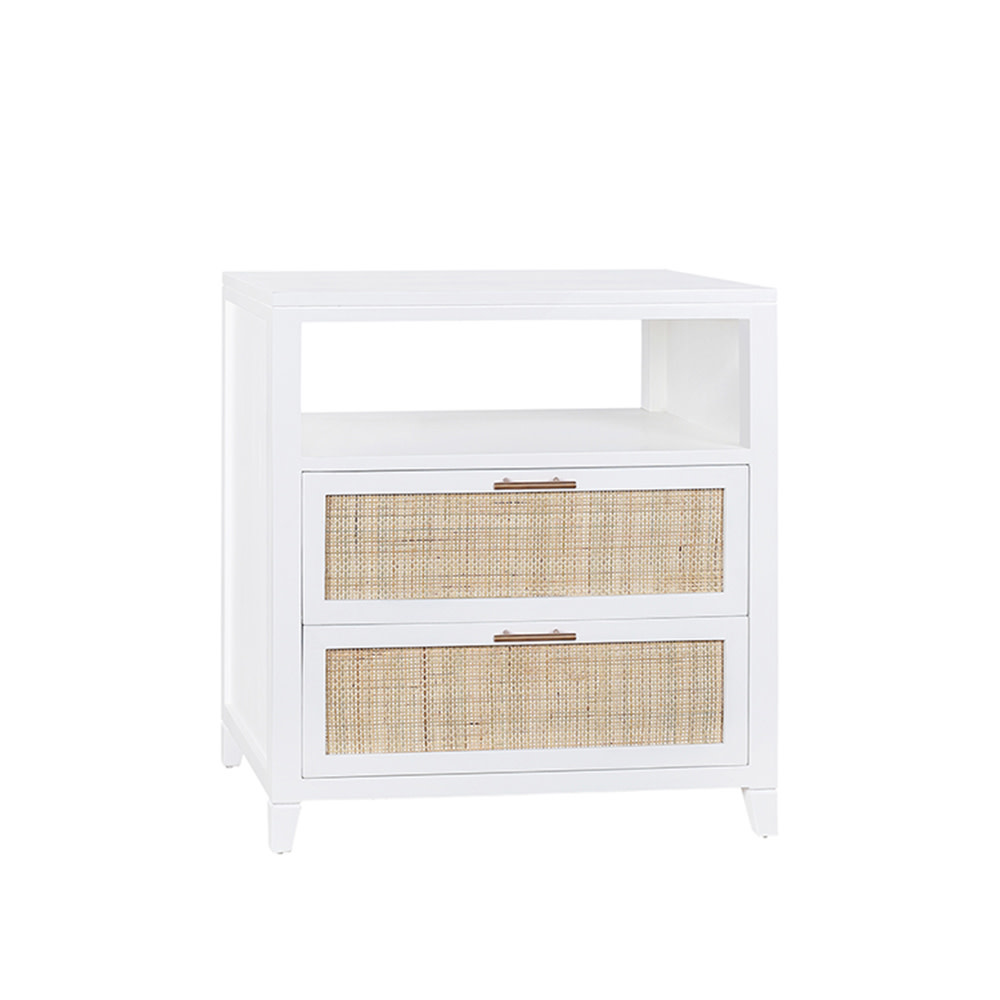 Ava Cane Nightstand, White Sands Jes & Gray Living