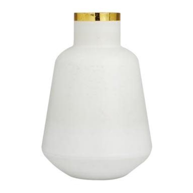 Skinny Gold Rimmed White Vase