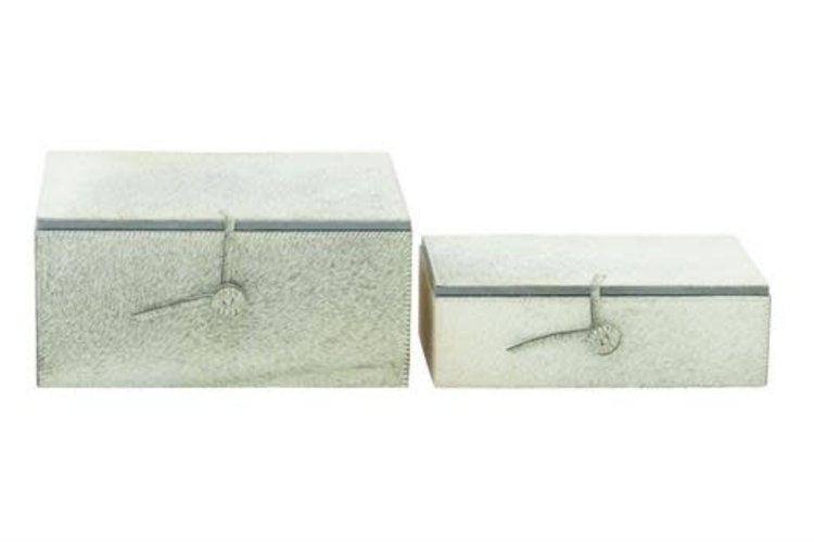 Light Grey Leather Hide Eclectic Box
