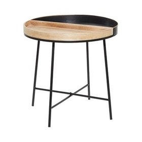 Medium Mixed Metal and Wood Side Table