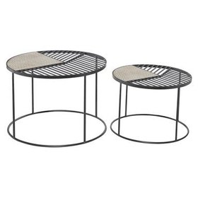 Metal and Wood Round Side Table