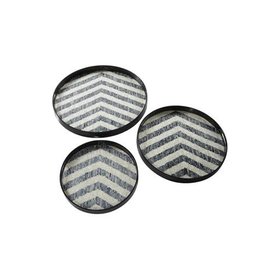 Mother of Pearl Wooden Chevron Tray