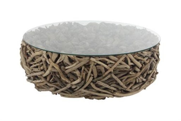 Organic Wooden Glass Coffee Table