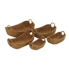 Shallow Seagrass Basket with Handle