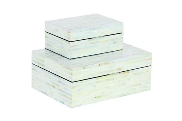 White Wooden Mother of Pearl Box