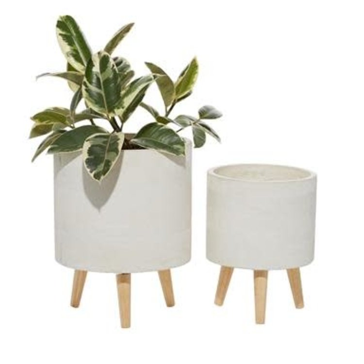 Light Grey Wooden Tripod Planter