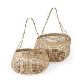 Nova Seagrass Woven Round Basket with Long Handle