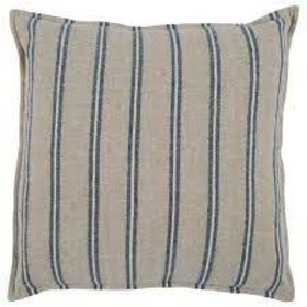 Delgada Striped Natural/Blue Pillow, 26" x 26"