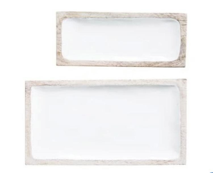 Enameled Mango Wood Tray