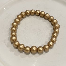 6mm Wood Beaded Gold Bracelet
