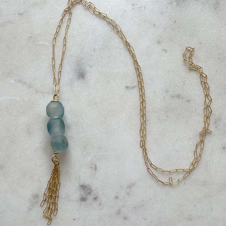 Chain and Glass Necklace, Long