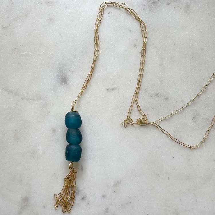 Chain and Glass Necklace, Long