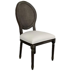 Atelier Home Louis Round Cane Back Side Chair- Lifestyle Chalk