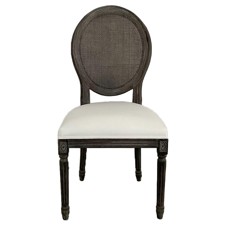 Atelier Home Louis Round Cane Back Side Chair- Lifestyle Chalk