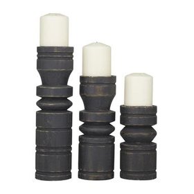 Black Wood Traditional Candle Holder