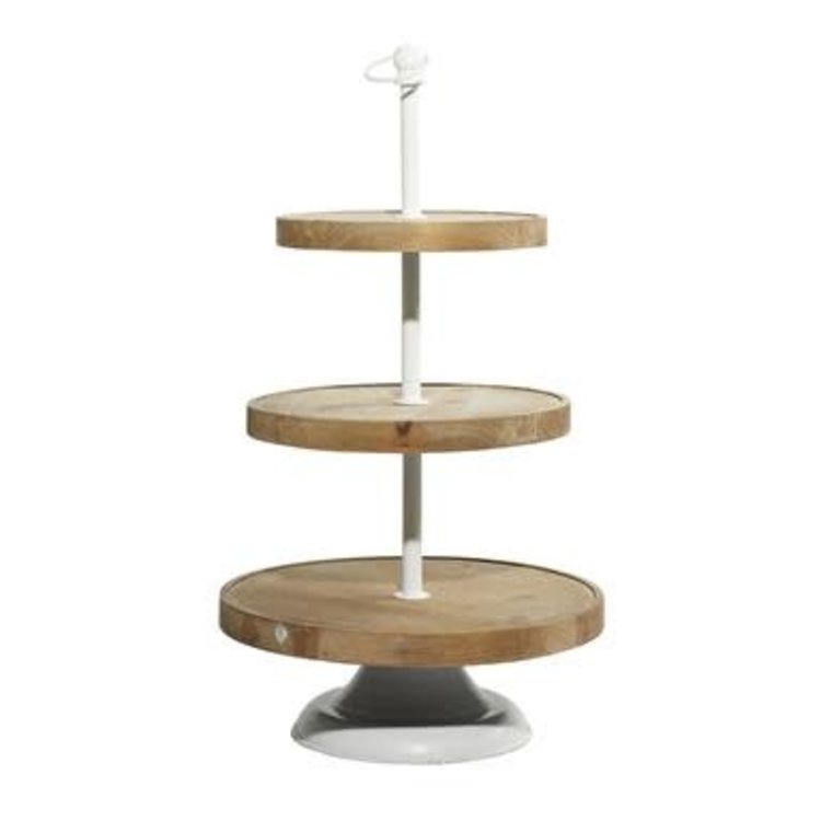 Brown Wood Farmhouse Tiered Server