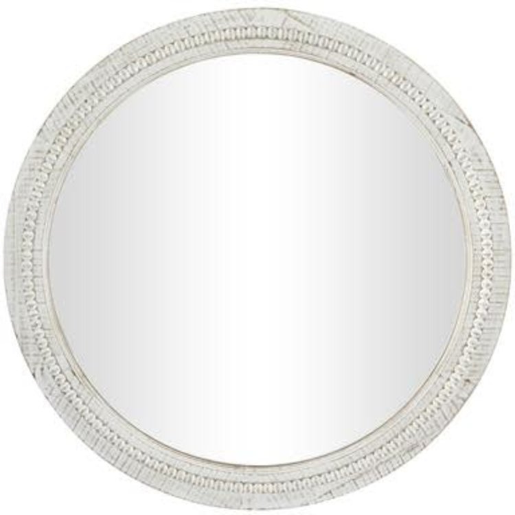 Bohemian White Carved Wood Mirror