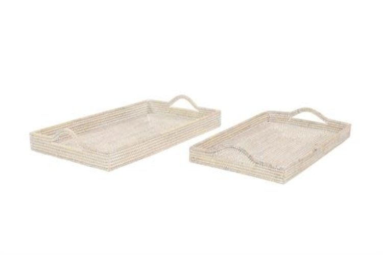 Cream Rattan Bohemian Tray