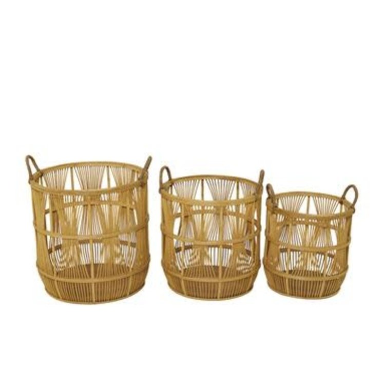 Brown Wood Bohemian Storage Basket