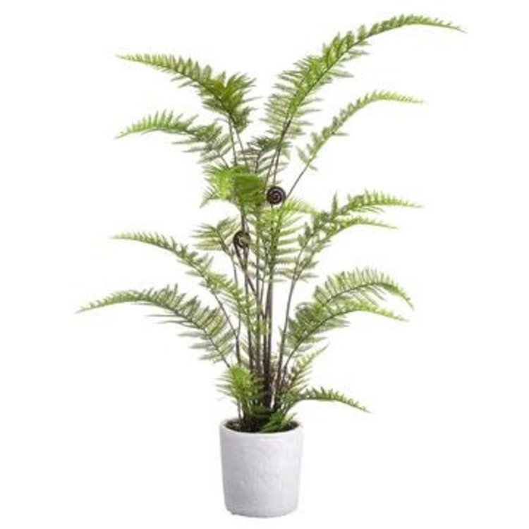 38" Leather Fern Plant- Green