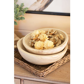 Hand Carved Round Wooden Bowl