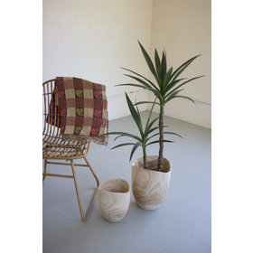 Tall Hand Carved Wooden Urn