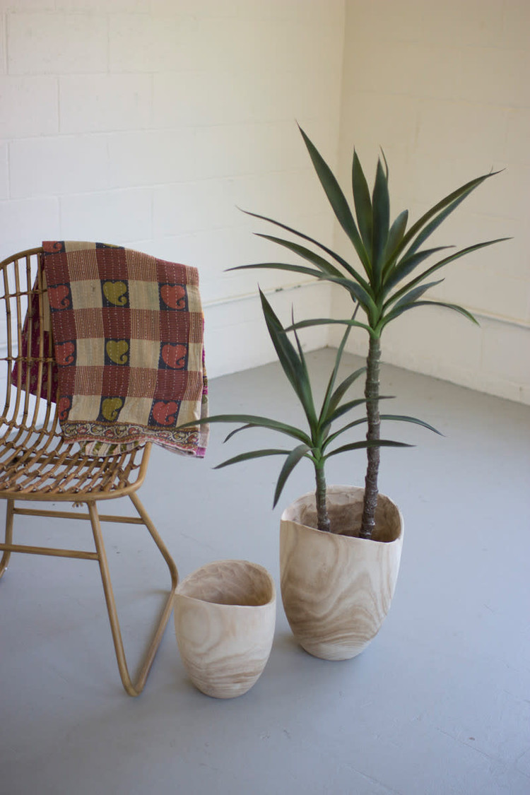 Tall Hand Carved Wooden Urn