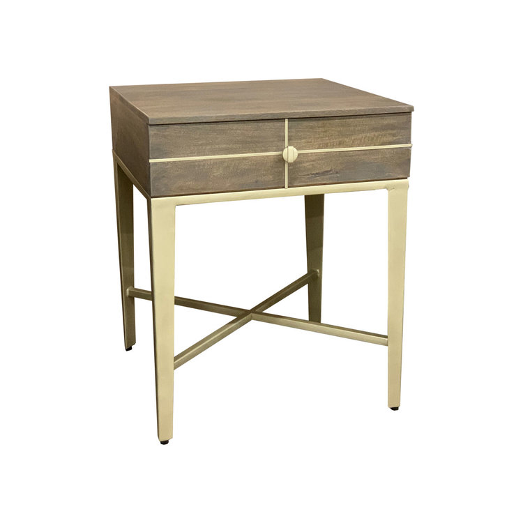 Beyond Borders Courtney Bedside Table- Gray Wash