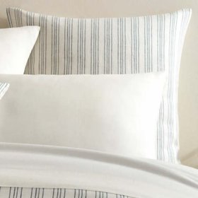Lush Linen Stripe Sham, Slate Blue Euro