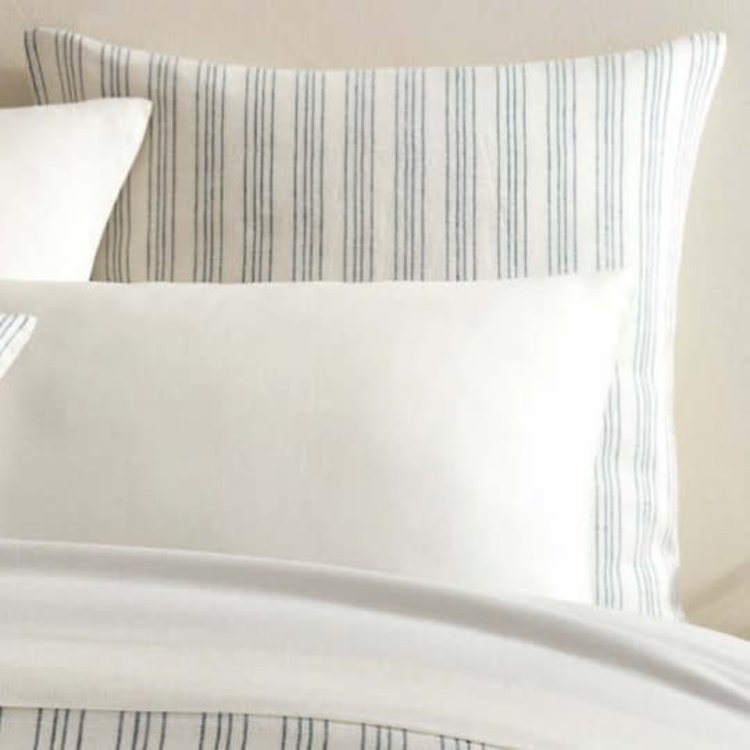 Lush Linen Strip Sham, Slate Blue Euro