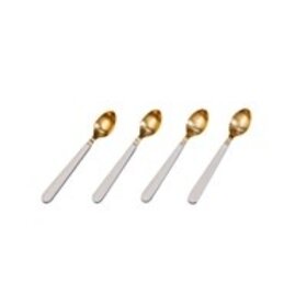 Gold & White Cocktail Spoons w/ White Resin Handles in Giftbox -set of 4