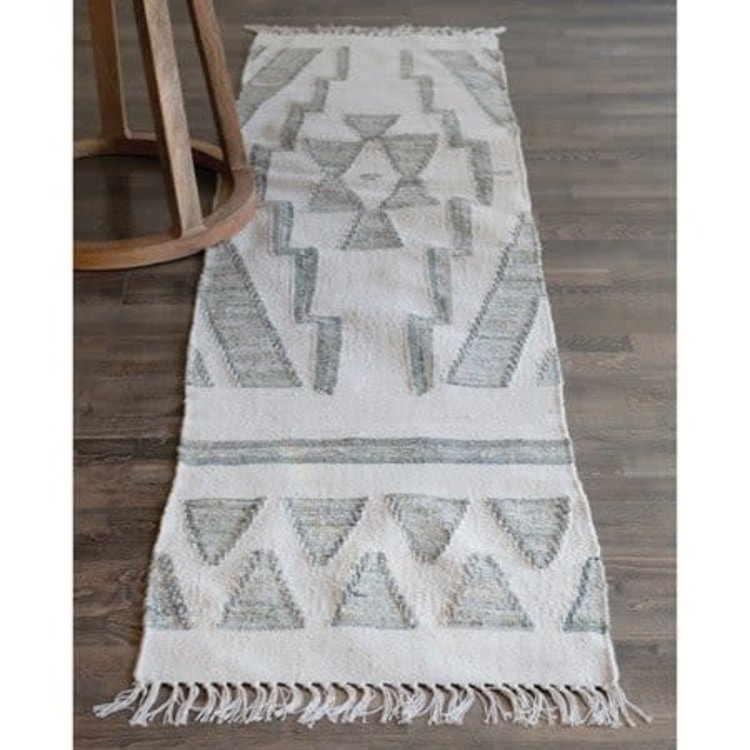 Hand-Woven Cotton and Wool Kilim Floor Runner