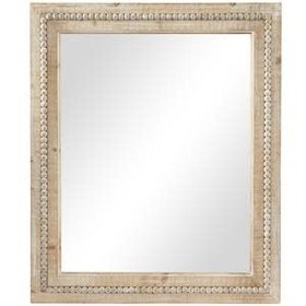 Brown Wood Bohemian Rectangular Wall Mirror