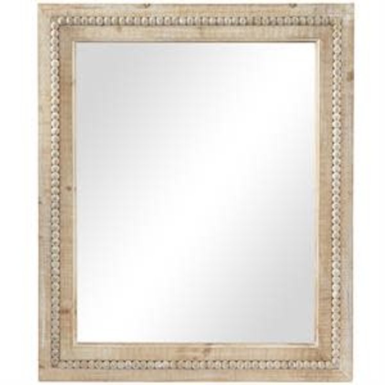 Brown Wood Bohemian Rectangular Wall Mirror