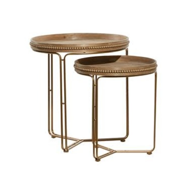 Contemporary Brown Wood Nesting Tables, Set of 2