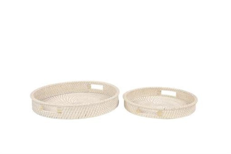Cream Rattan Bohemian Tray