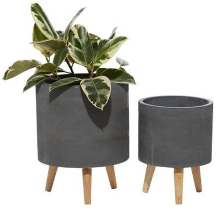 Dark Grey Wooden Tripod Planter
