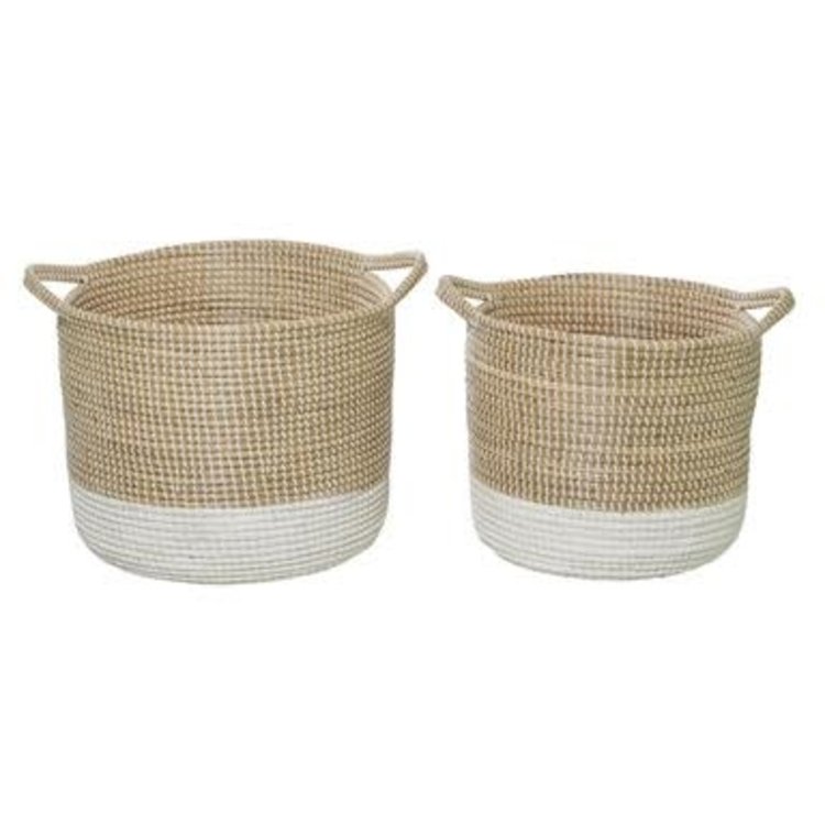 White Seagrass Contemporary Storage Basket