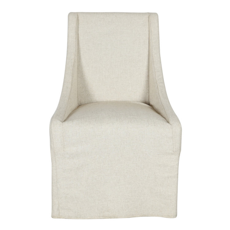 Warwick Rolling Wingback Dining Chair-Oatmeal