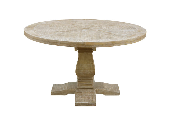 Southern Sky 53" Auburn Round Dining Table- White Wash