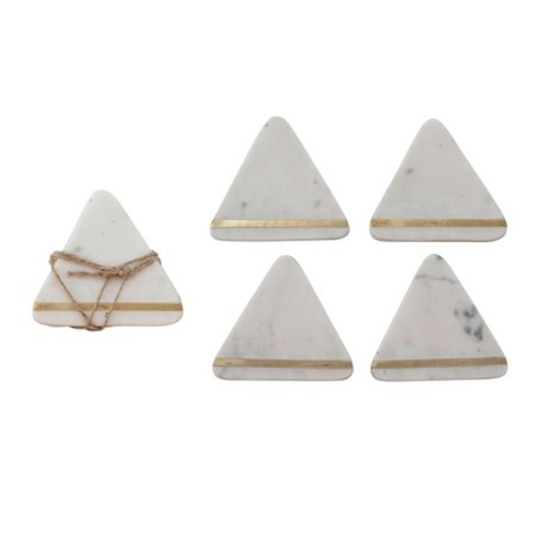 Triangular Marble Coasters- set of 4 brass