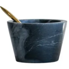 Marble Bowl with Brass Spoon- set of 2
