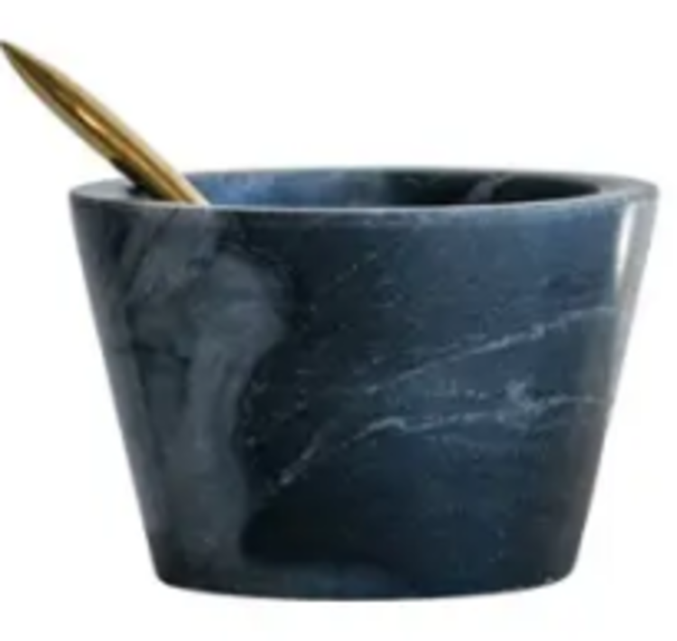 Marble Bowl with Brass Spoon- set of 2
