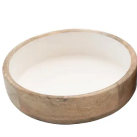Enameled Mango Wood Bowl