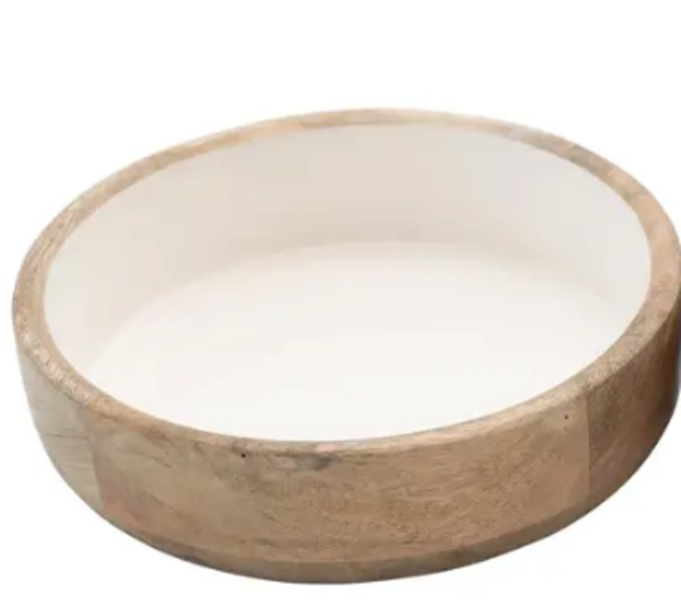 Enameled Mango Wood Bowl