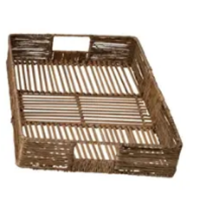 Hand-Woven Bamboo & Jute Tray with Handles