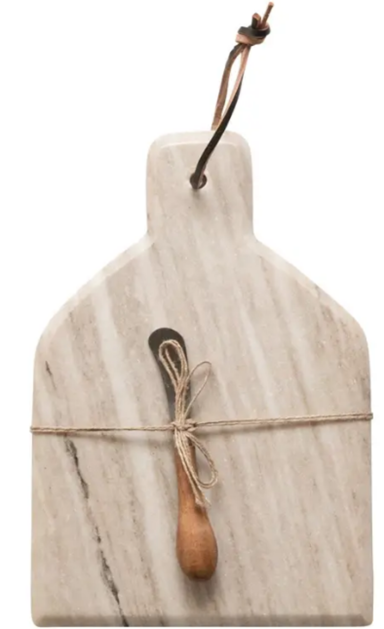 Marble Cheese Board with Canape Knife